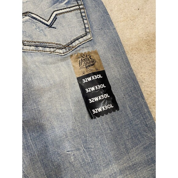 NWT NEW Moon Shine Spirit Jeans Men's 32x30 120 Proof Slim Straight Light Wash - Picture 11 of 11